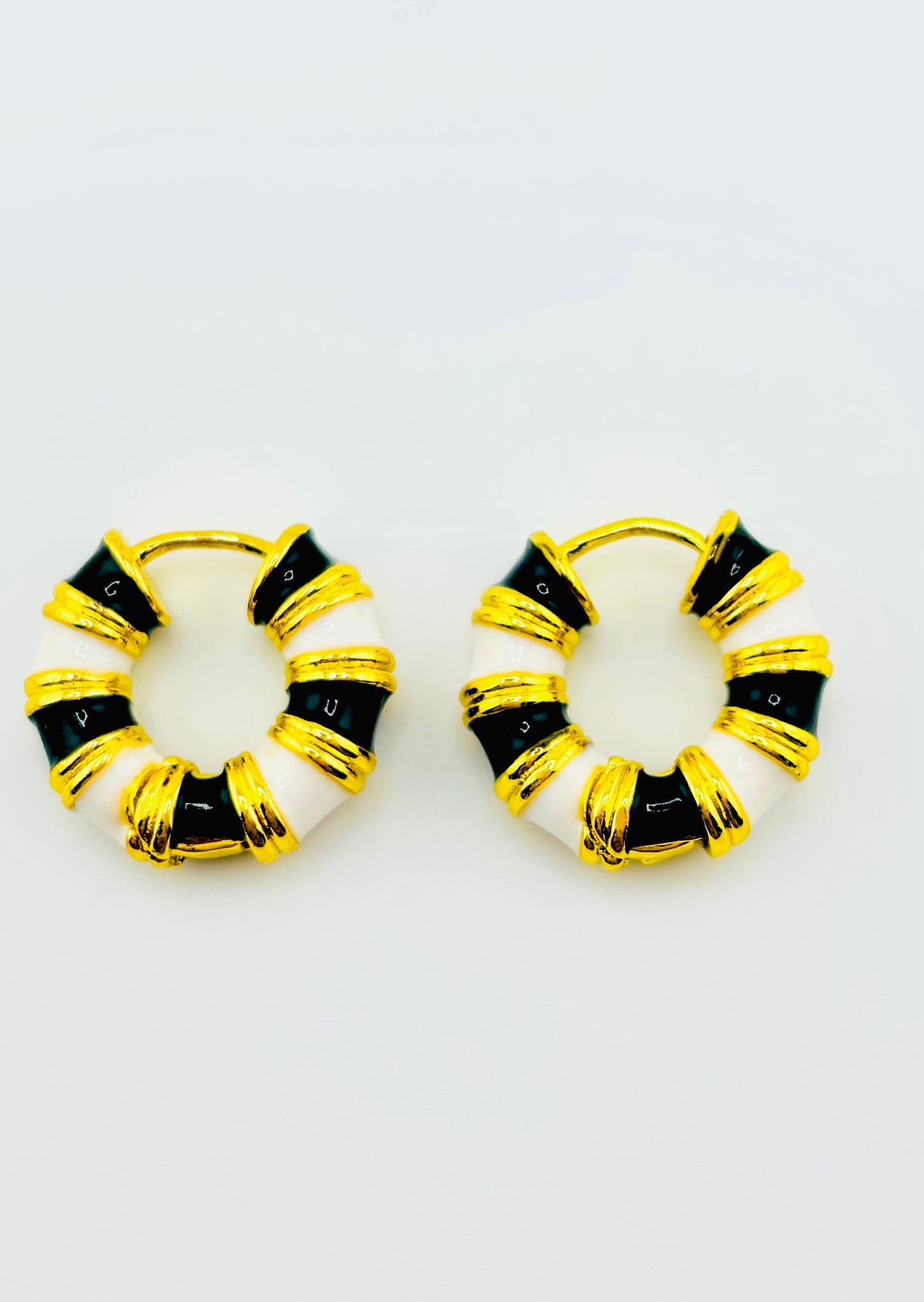 Taya black and 18k gold filled hoop earrings