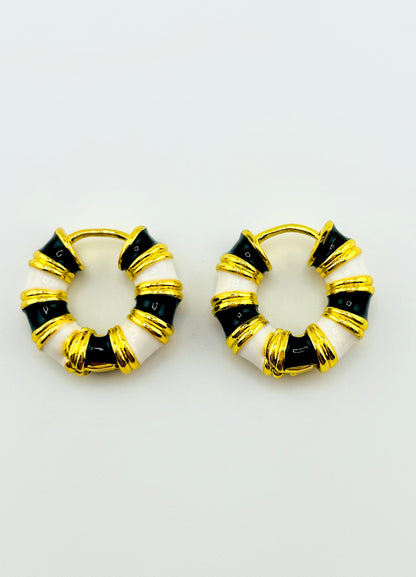 Taya black and 18k gold filled hoop earrings