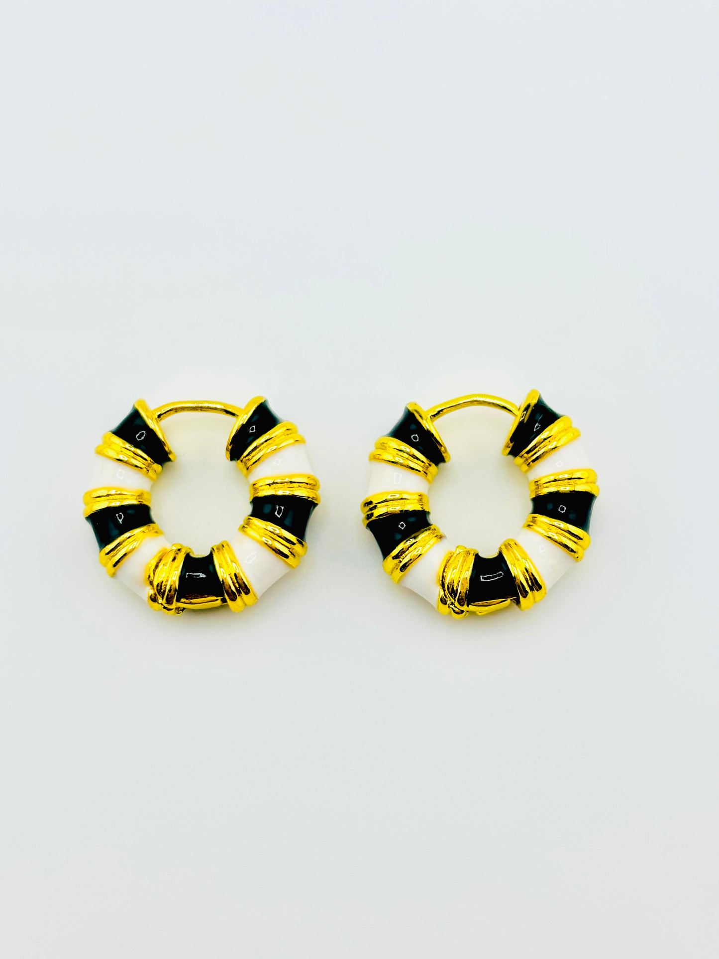 Taya black and 18k gold filled hoop earrings