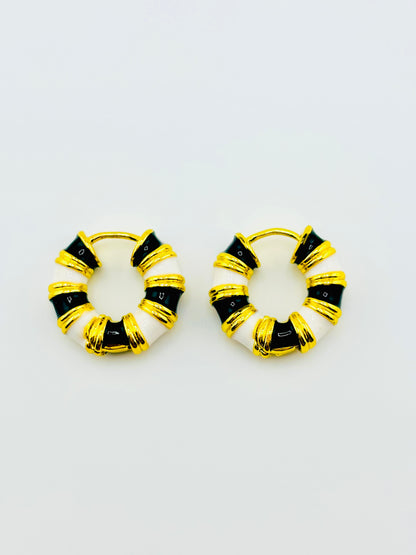 Taya black and 18k gold filled hoop earrings
