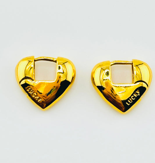 Heart shaped lucky 18k gold filled earrings