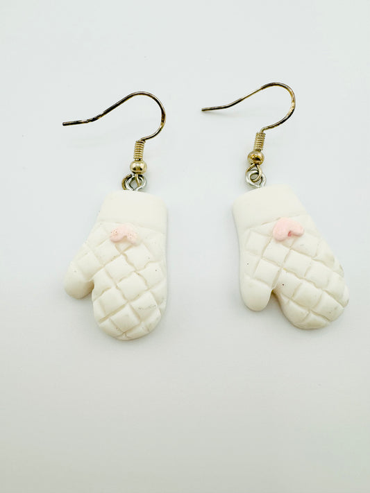 Oven mitten earrings in sterling silver