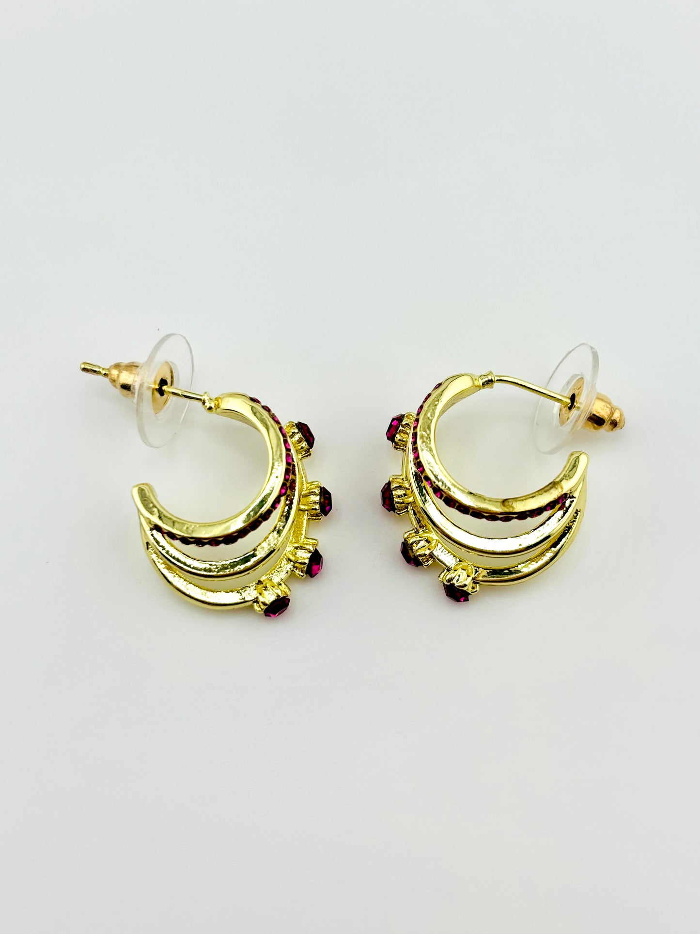 Aliyah gold plated with magenta rhinestone earrings
