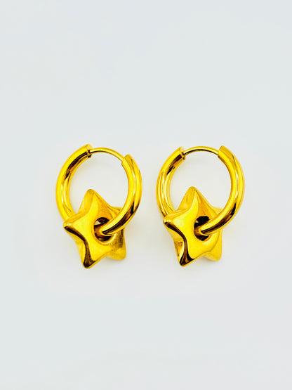Cirus star 18k gold filled hoops
