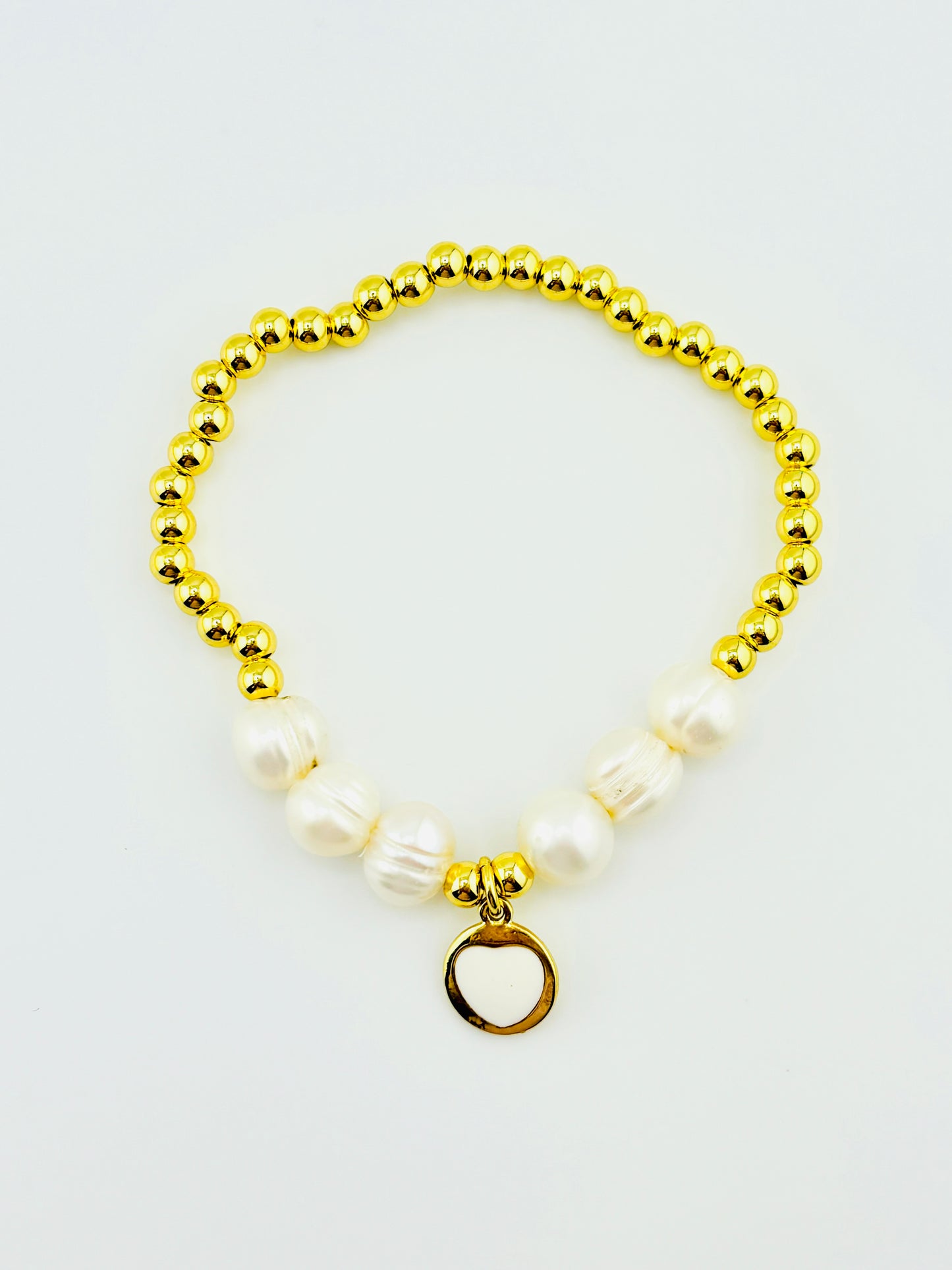 Theodora 18k gold filled elastic bracelet with fresh water pearls