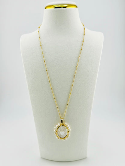 Sacred heart fresh water pearl necklace