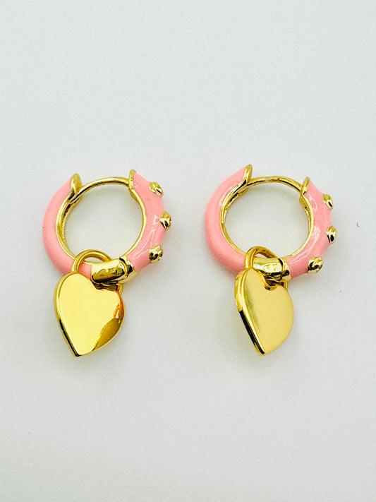 Daphne pink dangle earrings in gold filled 18k gold