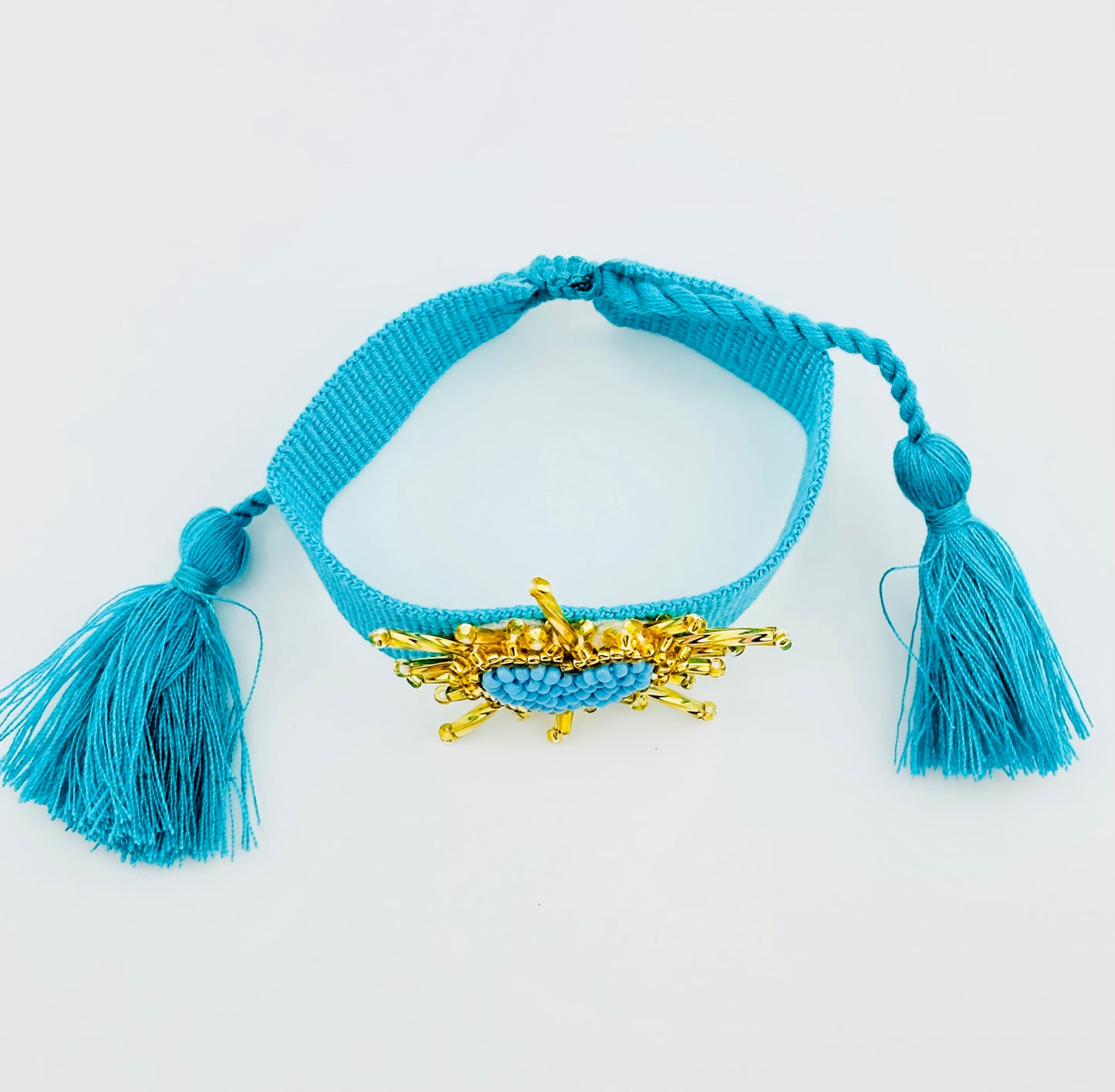 Salma turquoise heart beaded adjustable woven bracelet
