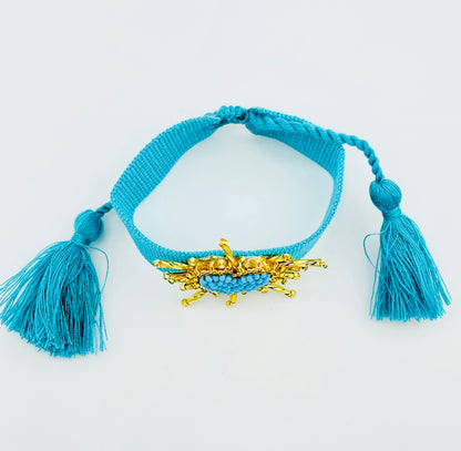 Salma turquoise heart beaded adjustable woven bracelet