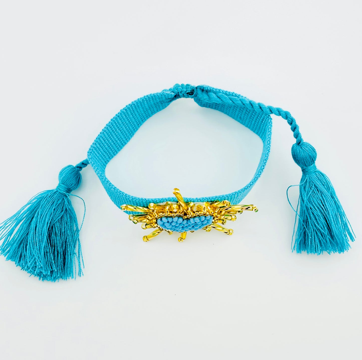 Salma turquoise heart beaded adjustable woven bracelet