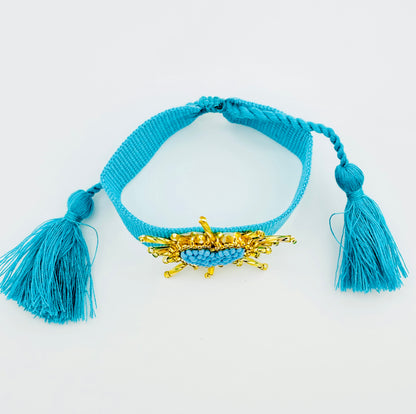 Salma turquoise heart beaded adjustable woven bracelet