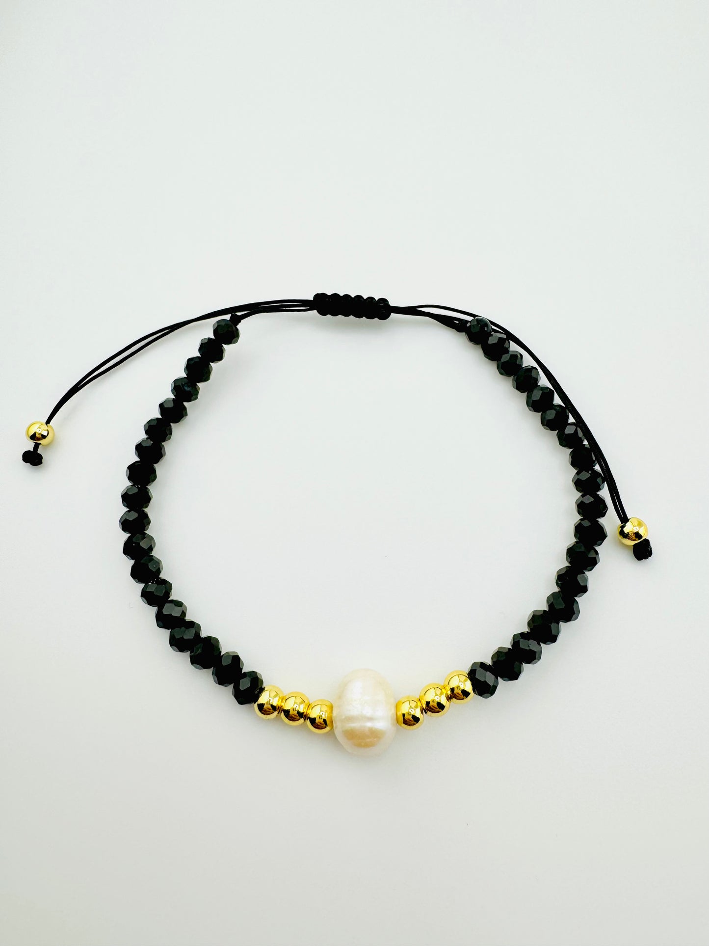 Clara black beaded 18k gold filled bracelet