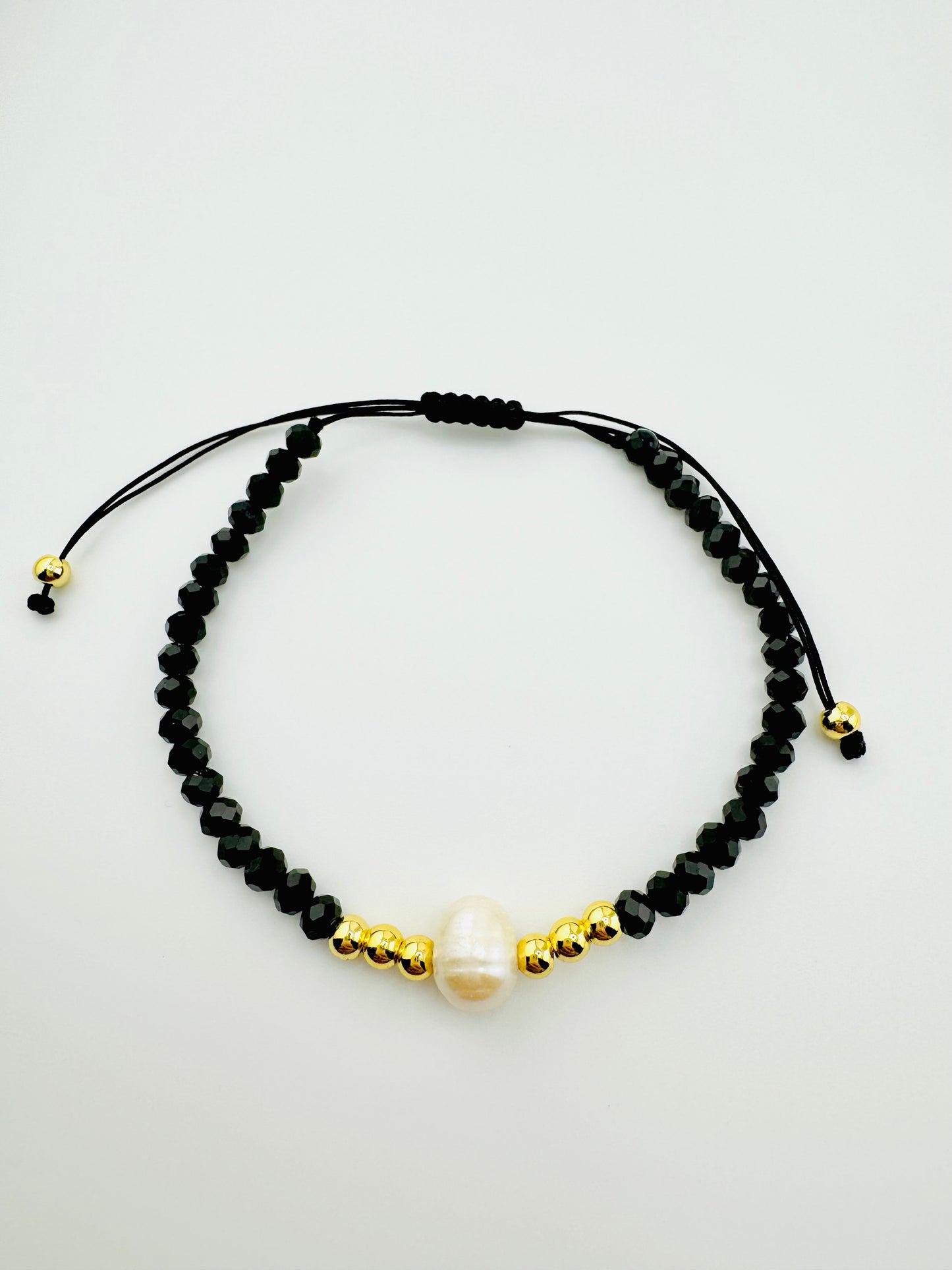 Clara black beaded 18k gold filled bracelet