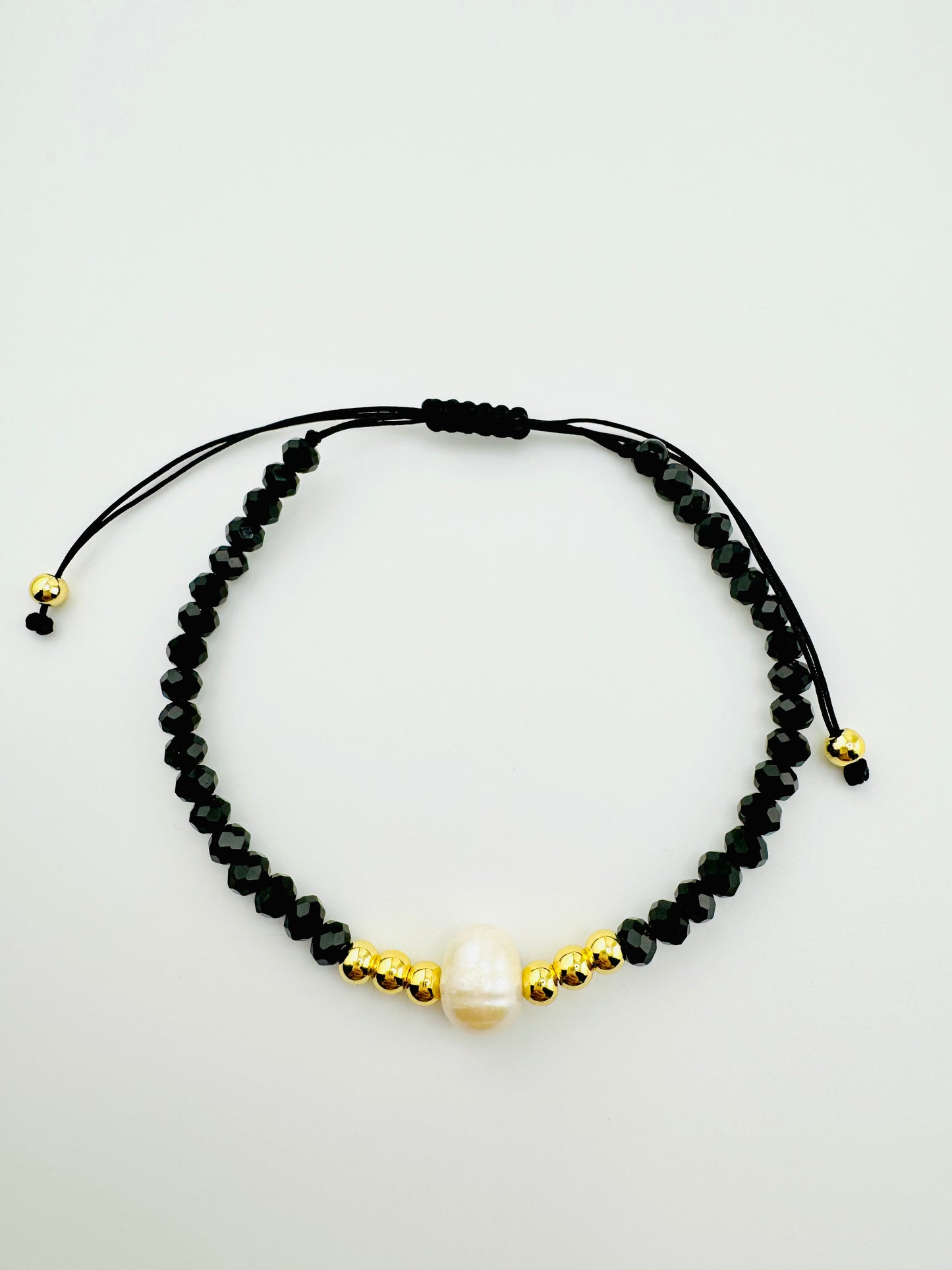 Clara black beaded 18k gold filled bracelet