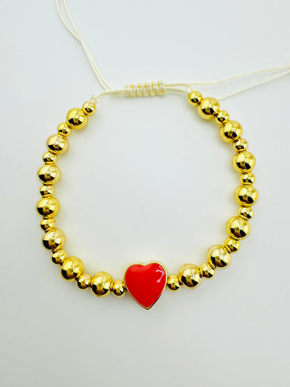 Samantha red and 18k gold filled elastic bracelet