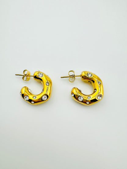 Daisy gold filled earrings with rhinestones