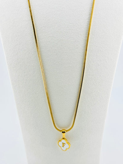 F initial necklace in stainless steel