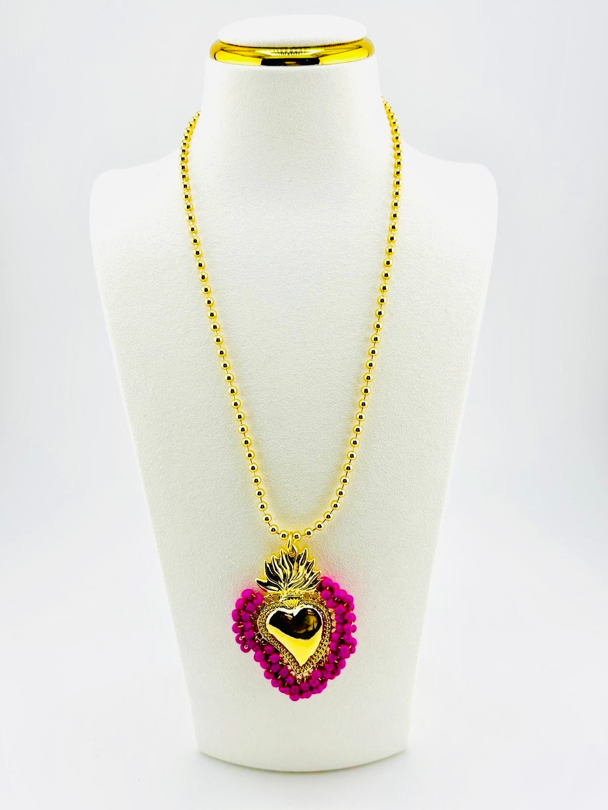 Sacred Heart necklace with magenta centerpiece in 18K gold filled – Bella Blu Design
