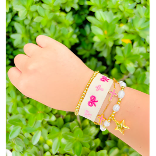 KATIE IN PINK, KYLIE, GRACE IN PINK & SELAH IN STAR Bracelet Bundle | Adjustable Woven & 18K Gold Filled Jewelry Set