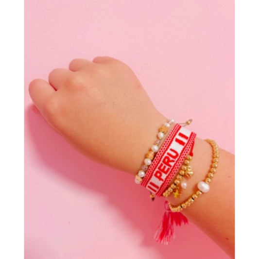 Peru, Angela Flower, Maristella & Tania Bracelet Bundle | Adjustable Woven & 18K Gold Filled Pearl Jewelry Set