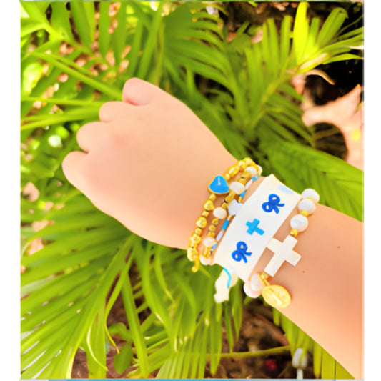 Katie in Blue | Samantha in Blue, Elyse & Sherlyn Bracelet Bundle | Adjustable Woven & Gold Filled Jewelry Set