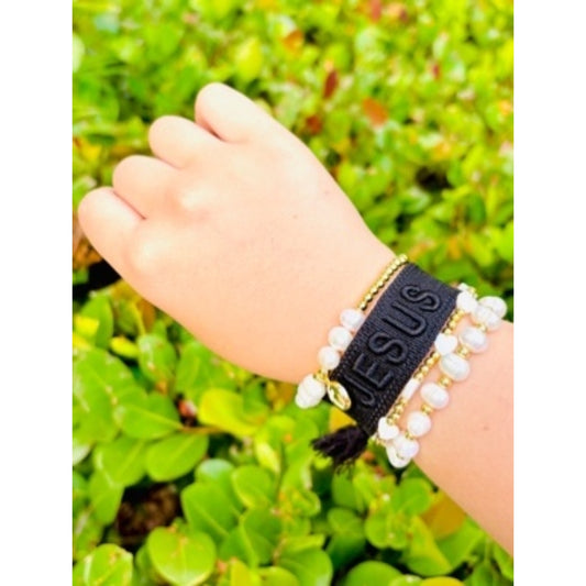 Jesus in Black, Marinley, Callie & Beverly Bracelet Bundle | Adjustable Woven & 18K Gold Filled Pearl Jewelry Set
