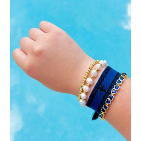 David Blue, Kylie, Beverly & Candice Blue Bracelet Bundle | Adjustable Woven, Gold Filled & Pearl Jewelry Set
