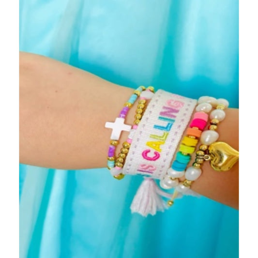 Jesus is Calling, Aubrey, Dahlia, Harmony & Selah Heart Bracelet Bundle | Faith Inspired Adjustable, Gold Filled & Pearl Jewelry Set