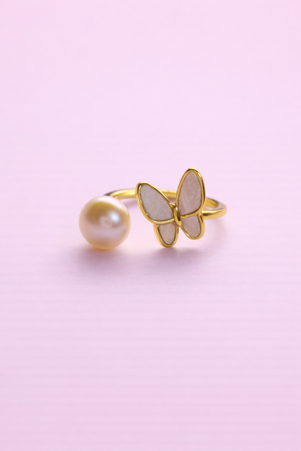 Whitney Mother of Pearl and freshwater pearl ring in 18K gold filled – Bella Blu Design