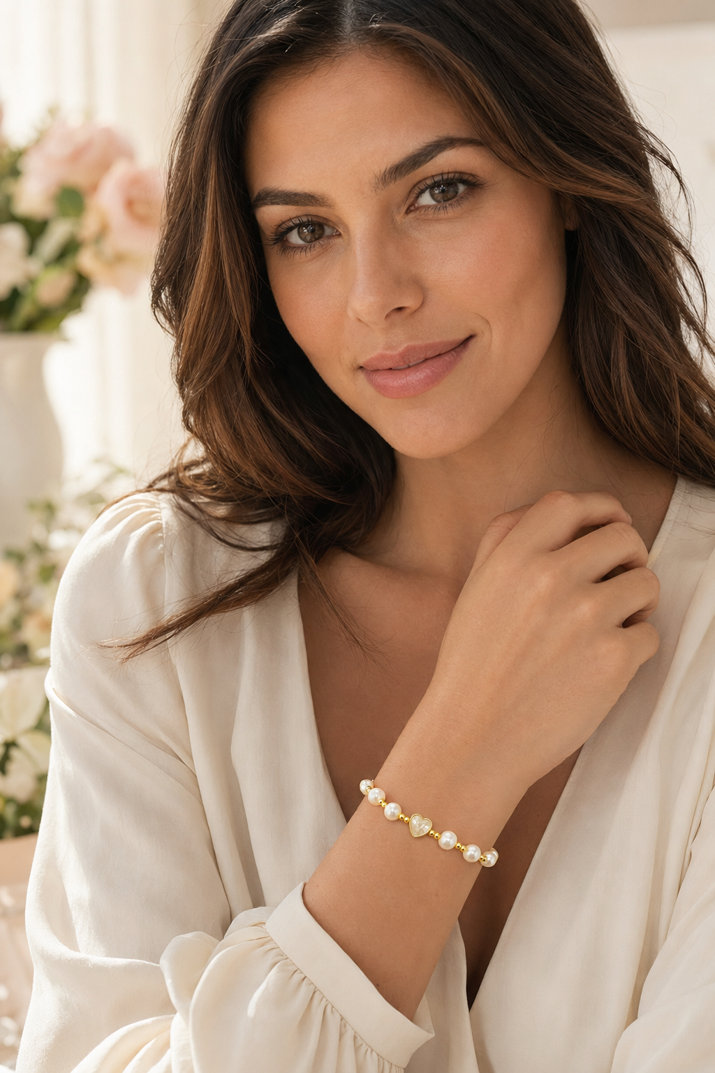 Jennifer Freshwater Pearl Heart Bracelet | Gold Filled