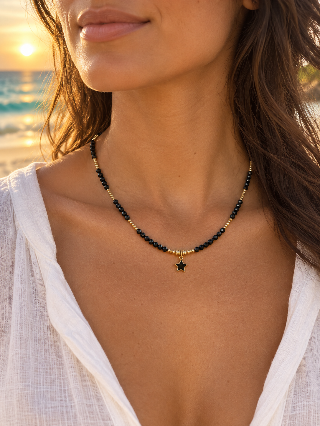 Shine Your Light Black Star Necklace