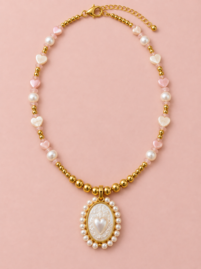 Chosen & Loved Sacred Heart Pearl Necklace