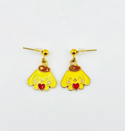 pompurin sanrio stainless steel dangle earrings