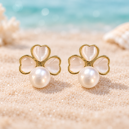 Blush Bloom Pearl Stud Earrings