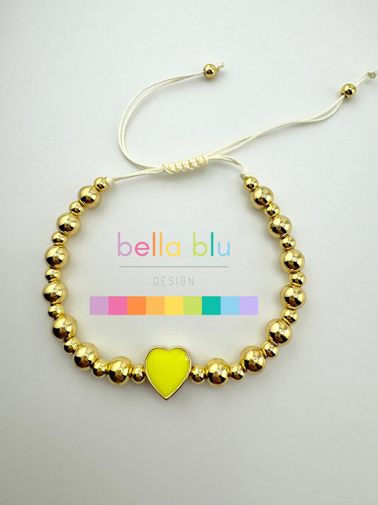 Samantha 18k gold filled bracelet with yellow enamel heart