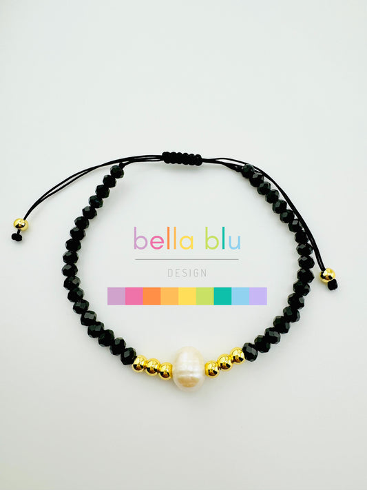 Clara black beaded 18k gold filled bracelet