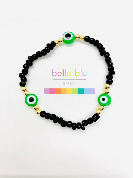 black and green evil eye bracelet