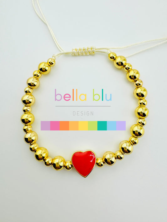 Samantha red and 18k gold filled elastic bracelet