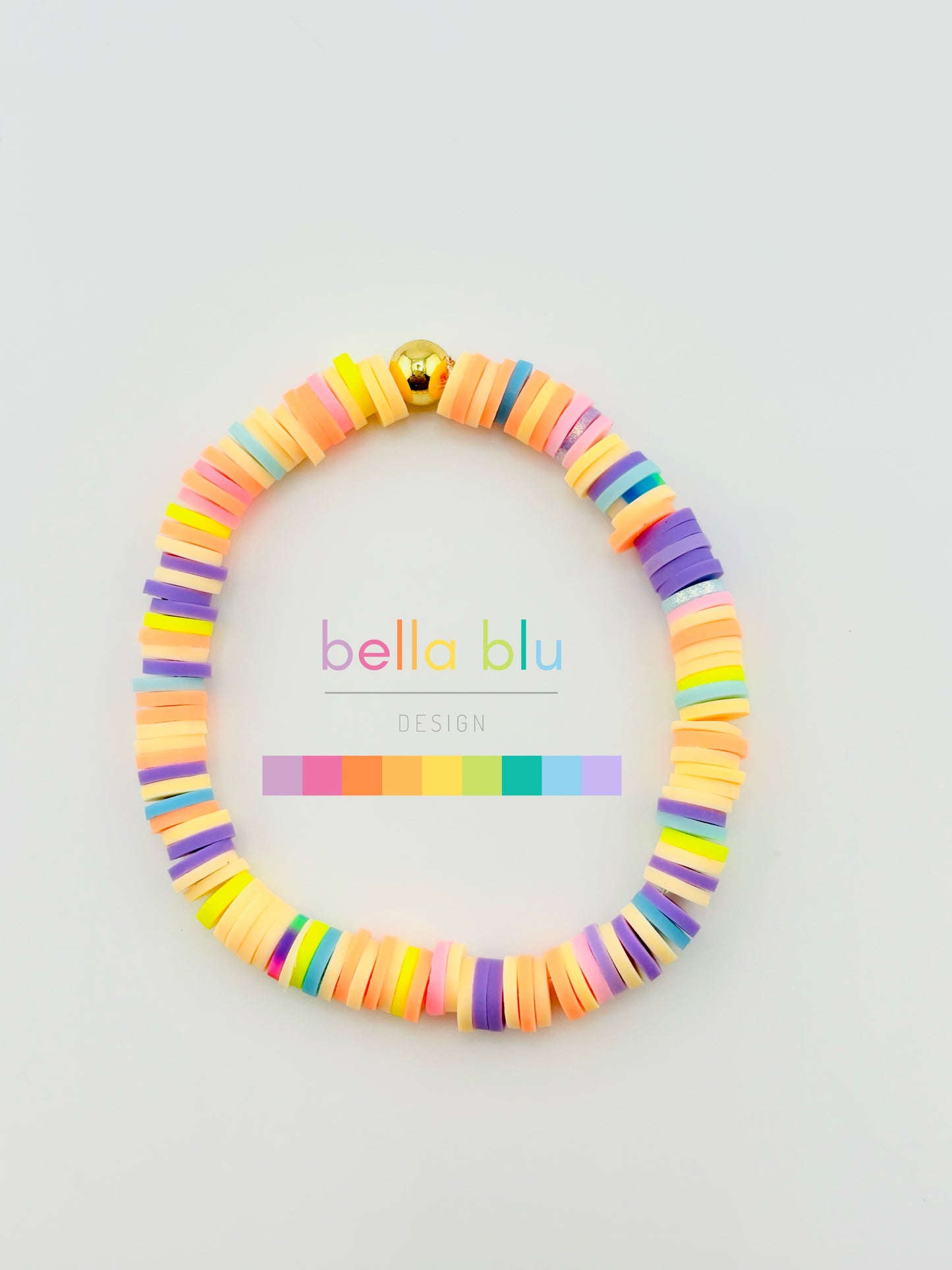 Vanessa multicolor clay beaded 18k gold filled bracelet
