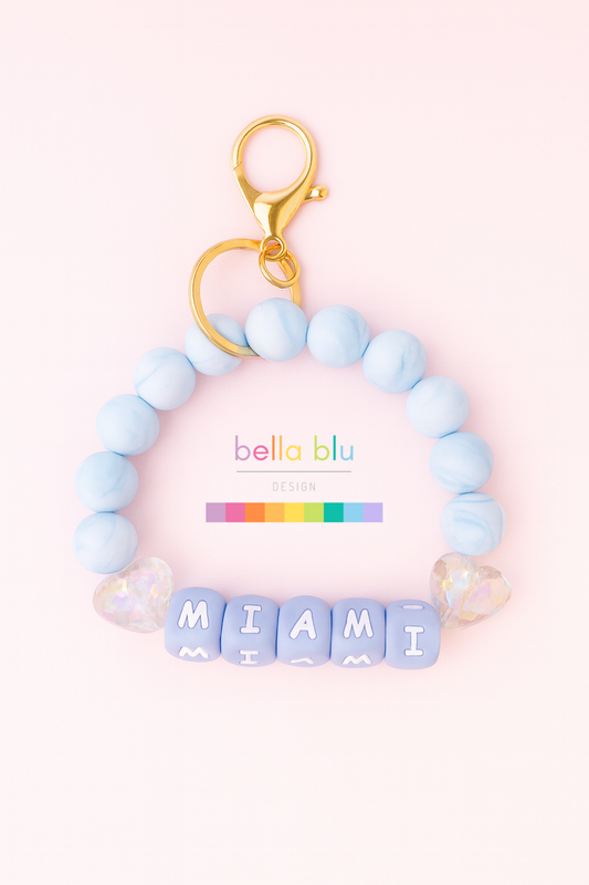 Miami light blue wristlet keychain