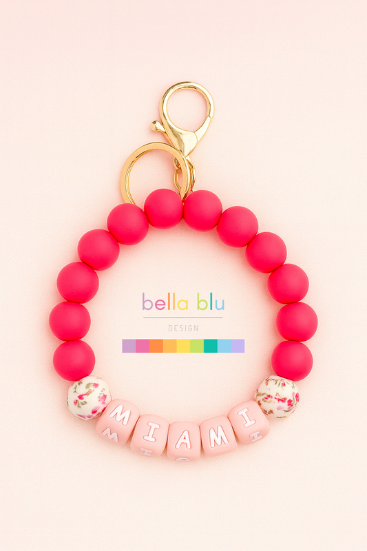 Bubblegum Miami pink wristlet keychain