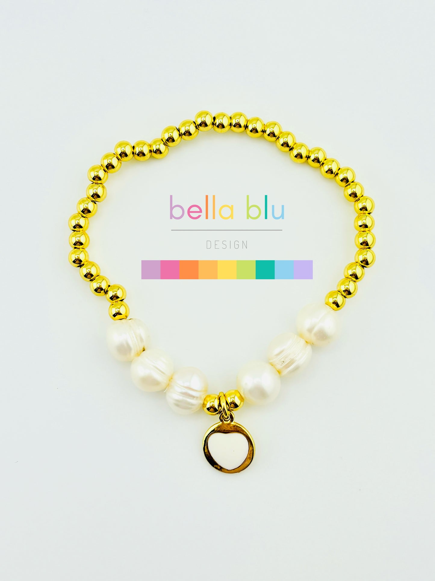 Theodora 18k gold filled elastic bracelet with fresh water pearls