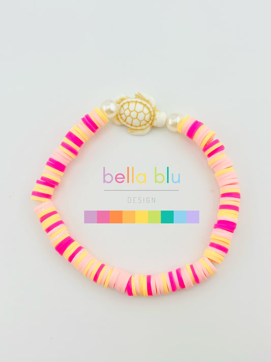 Michaela pink hues bracelet with sea turtle