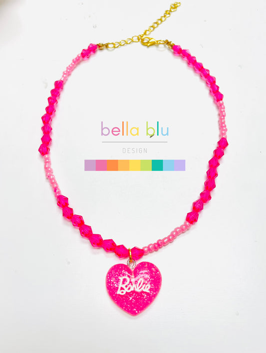 barbie necklace in pink