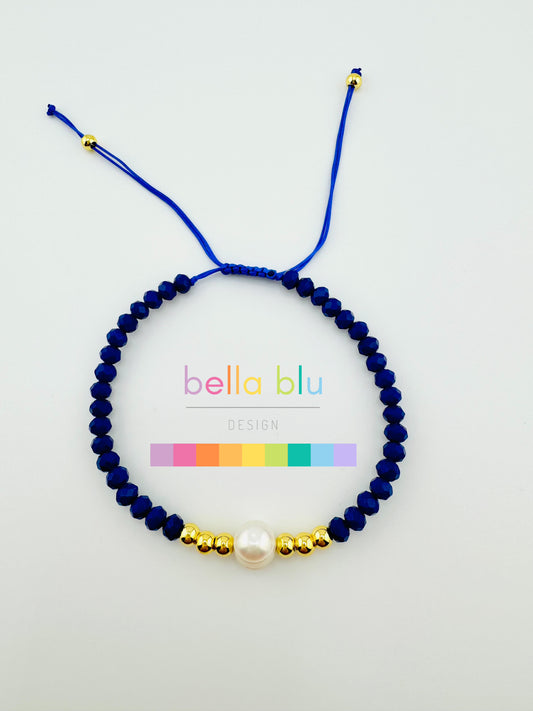 Hanna navy gold filled fresh water bracelet