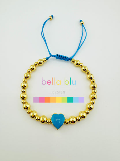 Samantha gold filled bracelet with a turquoise heart
