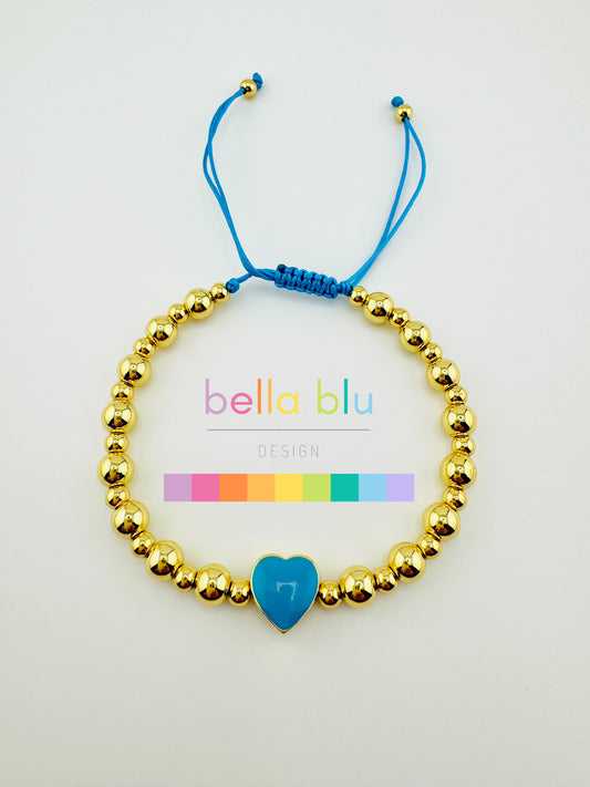 Samantha gold filled bracelet with a turquoise heart