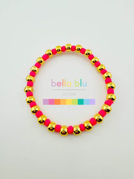 Victoria hot pink and gold filled bracelet