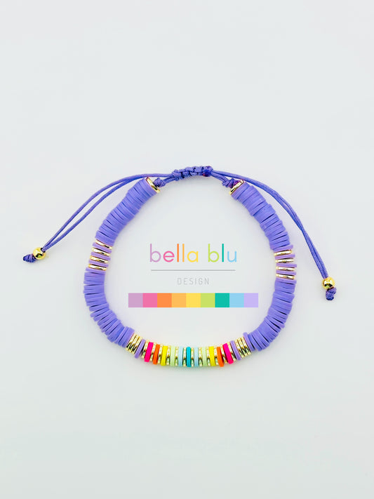 Maya purple bracelet in clay beads and gold filled