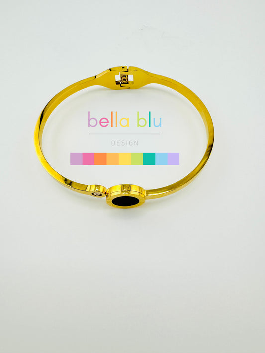 Felicia bangle in stainless steel with black detail